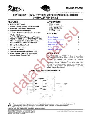 TPS40041DRBT datasheet  